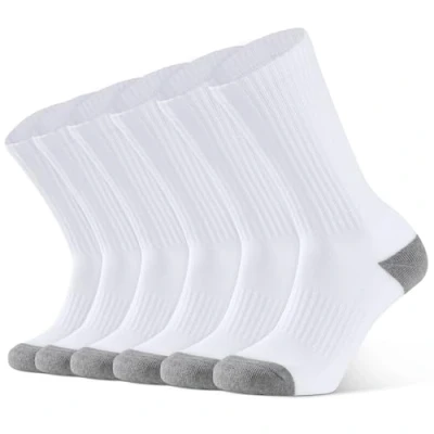 Imagen de Closemate 6 Pares Calcetines Deporte Hombre Transpirables Atléticos Cojín Engrosado Algodón Acolchados Para Lavoro Running Caminata (6Blanco, Tamaño L)