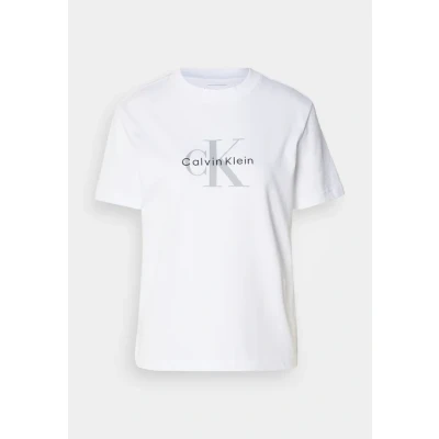 Imagen de Calvin Klein Camiseta de Manga Corta Mujer Hero Classic Monologo tee con Cuello Redondo, Blanco (Brilliant White), 3XS