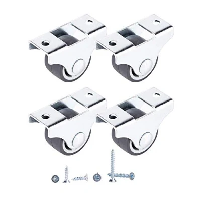 Imagen de 4 ruedas pequeñas de 25 mm, goma, fijas alta resistencia, no giratorias, muebles con placas montaje, tornillos incluidos (4)