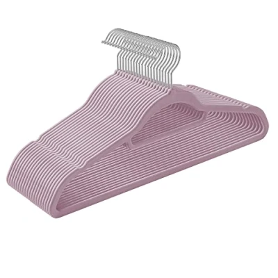 Imagen de SONGMICS Percha de Terciopelo, Juego 20, Antideslizantes, con Barra Corbata y Gancho Giratorio 360, 0,6 cm Espesor, Ahorra Espacio, 43,5 Largo, para Abrigo Pantalón, Violeta Lavanda CRF020GP20