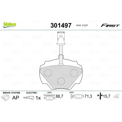 Imagen de VALEO 301497 Juego de pastillas freno FIRST Eje trasero con contacto avisador desgaste Chapa antichirridos LAND ROVER: Discovery 1