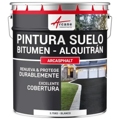 Imagen de Pintura bituminosa y de alquitrán: resina suelo para asfalto 3.75 kg (7.5 m² en 2 capas) Blanco ARCANE INDUSTRIES