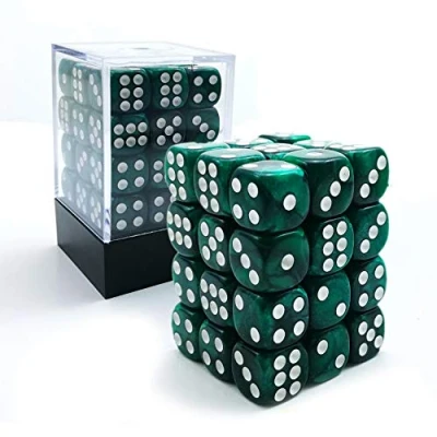 Imagen de Bescon 12mm 6 Sided Dice 36 in Brick Box, Six Die (36) Block of Dice, Marble Green