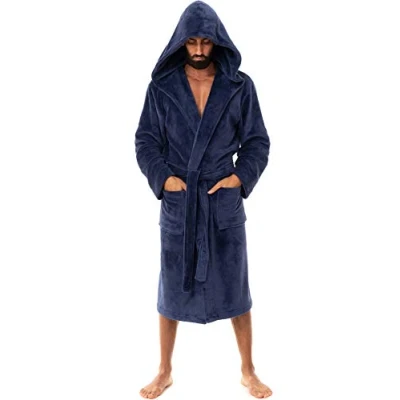 Imagen de John Christian Bata Polar térmica Super Suave con Capucha Azul (XXL)