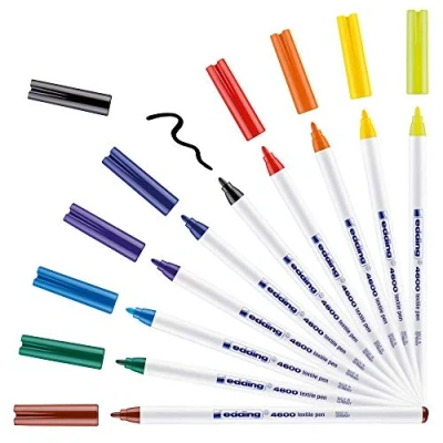 Imagen de Edding e 4600 Permanente Tejido Bolígrafos con Redondeado Puntas 1mm Juego de 10