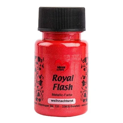 Imagen de Ideen mit Herz pintura acrílica metalizada Royal Flash con las partículas de brillo más finas metálica 50 ml (rojo navidad)