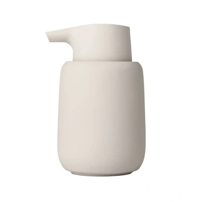 Imagen de blomus Sono 69054 Dispensador de jabón cerámica Moonbeam con Acabado Mate, Accesorio baño Exclusivo (14 x 8,5 cm), Color