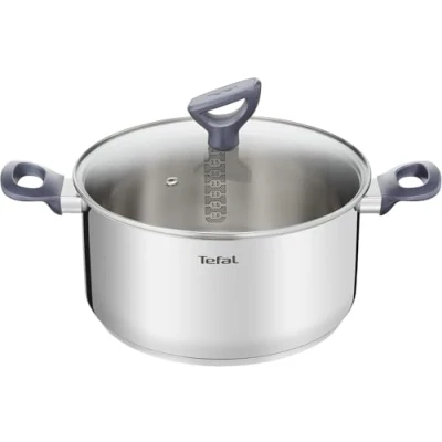 Imagen de Tefal Cacerola Daily Cook 24 cm de acero inoxidable, base reforzada, aptas para todo tipo cocinas incluido inducción, gran conductividad y resistencia con materiales reciclados
