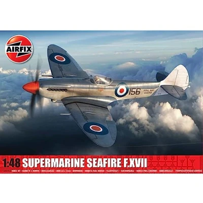 Imagen de Airfix Set, A06102A Supermarine Seafire F.XVII Building Kit, Kits de avión plástico para Adultos y niños Mayores 8 años, el Juego Incluye bebederos calcomanías, Modelo a Escala 1:48, Color