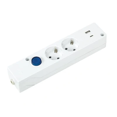 Imagen de SIMON Base Múltiple Multifix, Regleta de Enchufe Plano, 2 Tomas 16A y USB A+C con Carga rápida, Ladrón Enchufes Toma Tierra e Interruptor Luz, 250V, 3680W, Color Blanco