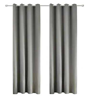 Imagen de WOLTU Cortina Opaca con Ojales 2 Piezas Cortinas Térmicas Aislantes Moderna Decoración Ventanas para Dormotorio Habitacion Sala Salon 135x245 cm Gris Oscuro