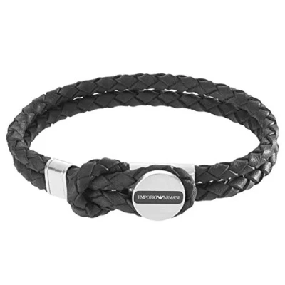Imagen de Emporio Armani Pulsera Hombre, 18.50cm Plata de Acero Inoxidable, EGS2178040, Negro Cobalto