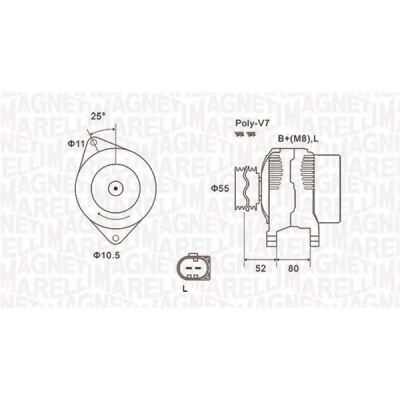 Imagen de MAGNETI MARELLI 063731837010 Alternador 14V 140A FIAT: Ducato II Furgón, III Camión de plataforma/Chasis