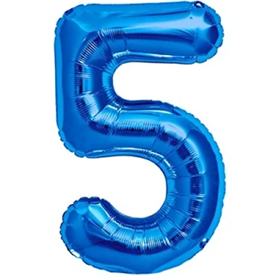 Imagen de Globo 5 Cumpleaños Número Azul Gigante, XXL 100 cm. Decoración para Niño. Aire o Helio.