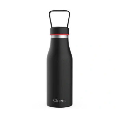 Imagen de CLOEN Botella de agua acero inoxidable, Aislamiento Vacío, Triple Pared, Botellas Frío/Caliente, Libre BPA, Reutilizable,510ml, Gimnasio, Deportes, Escolar, Bicicletas. By (Negro)
