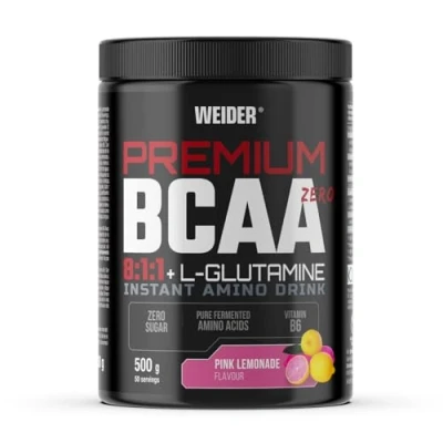 Imagen de Weider BCAA 8:1:1+L Glutamina (500g). Sabor Pink Lemonade. Con Vitamina B6. sin azúcar, lactosa, colorantes artificiales. Vegan