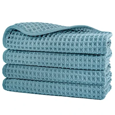 Imagen de Polyte Toalla para la Cara de Microfibra superabsorbente antipelusa Punto gofrado Verde 33 x cm Pack 4