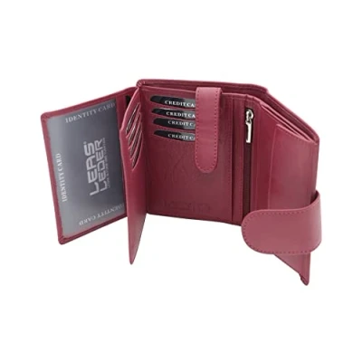 Imagen de LEAS Cartera Monedero para señoras, RFID Protección de Informaciones privadas Bloqueo RFID, Piel auténtica, Rojo Special Edition&#039;&#039;