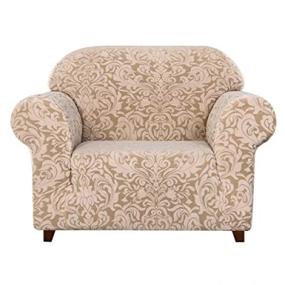 Imagen de subrtex 1 Pieza Damasco Funda Sofa Alta Elasticidad de sofá Jacquard Protector Muebles (1 Plaza, Beige Marrón)