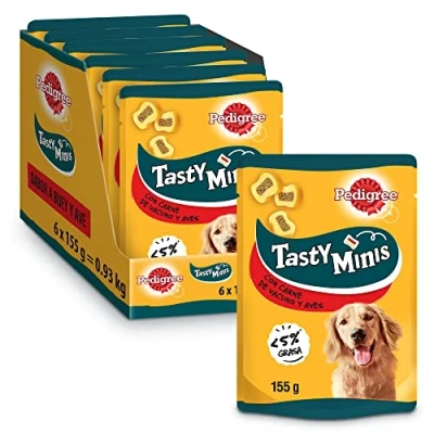 Imagen de Pedigree Tasty Mini Snacks para Perros Sabor Buey y Ave (Pack de 6 x 155g)
