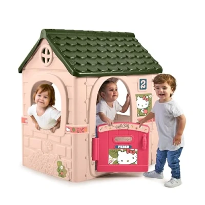 Imagen de FEBER Hello Kitty House, Casita Infantil con Puerta Abatible, Tiene Pegatinas para Decorar la Casita, Colores Resistentes A Luz Solar, Montaje Fácil, Partir de 2 años, Famosa (FE201000)