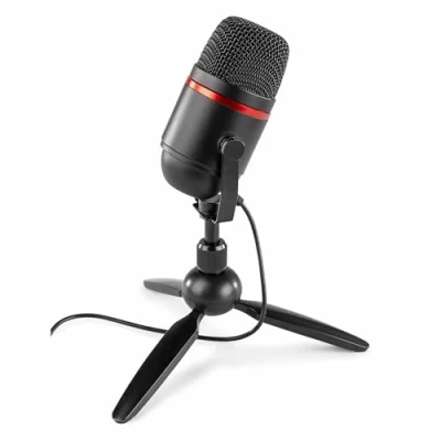Imagen de Power Dynamics PCM100 microfono Condensador para Audio Broadcasting &amp; Streaming con trípode de Mesa USB Ideal Crear Contenido en Youtube, Twitch, Gaming, Podcast, Color Negro