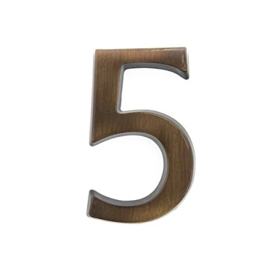 Imagen de HUBER número de casa 5 latón 10 cm I números para puerta 3D placas en antiguo noble diseño