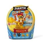 Imagen de Piratix Serie Golden Treasure Gold Pack The Seaside Crew. Incluye 5 sorpresa, 1 tesoro exclusivo, bandera exclusiva, podio, 6 accesorios y el capitán dorado Deep Water
