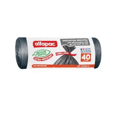 Imagen de Alfapac 15 Bolsas 40L Recicladas Maxi Peso de Enlace Amplio Apertura Grande