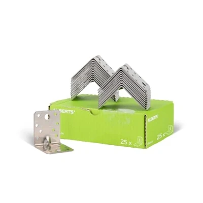 Imagen de Alberts 848217 Escuadra reforzada con nervio, Acero inoxidable, 70 x 55 mm, Juego de 25