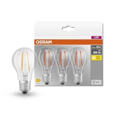 Imagen de Osram Led retrofit classic a 60 7w/827 220 240v fil e27 box of 3 pcs 4058075819290