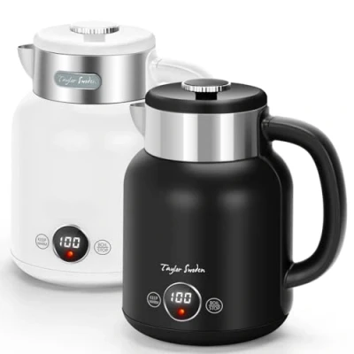 Imagen de Taylor Swoden Asher &amp; Zoey Hervidor de agua retro toque frío, doble pared acero inoxidable, 2200W, 1.7L, ajuste temperatura, pantalla LED, mantener caliente 1 hora