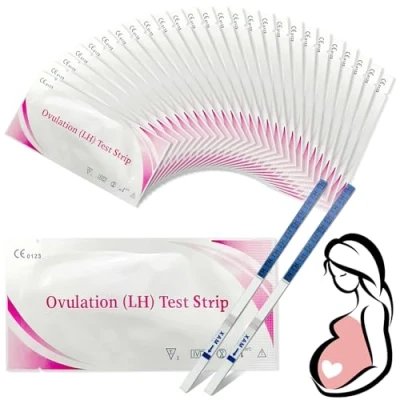 Imagen de 50 Piezas Pruebas de Ovulación, Test Ovulacion Tira, Kits Tests Ovulación y Fertilidad, Sensibilidad, Prueba Fertilidad Familiar Femenina, Tabla Seguimiento Del Tiempo