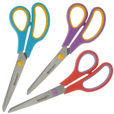 Imagen de Tijeras Westcott Easy Grip 3 piezas Mix Juego de universales con agarre cómodo Cuchilla acero inoxidable extra afilada y duradera para hogar oficina N 90033 00