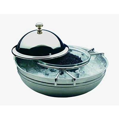 Imagen de APS enfriador de caviar, 4 piezas, cuenco buffet Ø 18 cm, altura: 12 acero inoxidable pulido 18/8, cristal 10 cm
