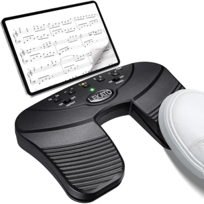 Imagen de LEKATO Bluetooth Page Turning Pedal, Pedal de giro página Bluetooth, volteador música recargable, controlador pie para iPad, tableta y teléfono inteligente