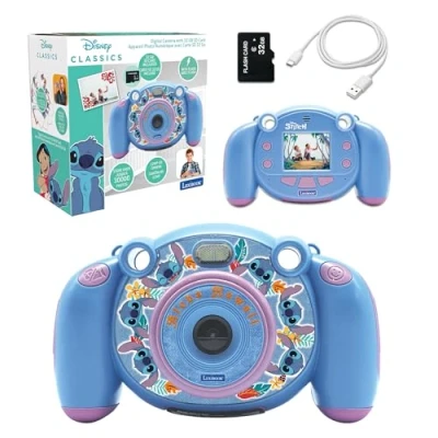 Imagen de Lexibook, Disney Stitch, cámara Digital Infantil 4 en 1 con Funciones de Foto, vídeo, Audio y Juego, Tarjeta SD 32 GB incluida, Azul, DJ080D