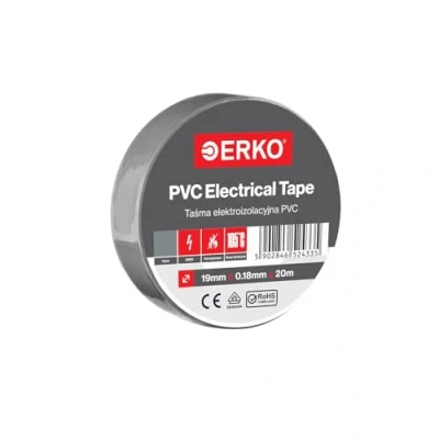 Imagen de ERKO Cinta aislante Gris PVC 19mm x 20m Reparación de conductos eléctricos, Alta flexibilidad con fuerte adhesión, Resistente a productos químicos, Cloruro Polivinilo