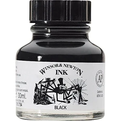 Imagen de Winsor &amp; Newton tinta para Dibujo Drawing Ink frasco de 30ml, china negra, indian ink, resistente al agua y la luz