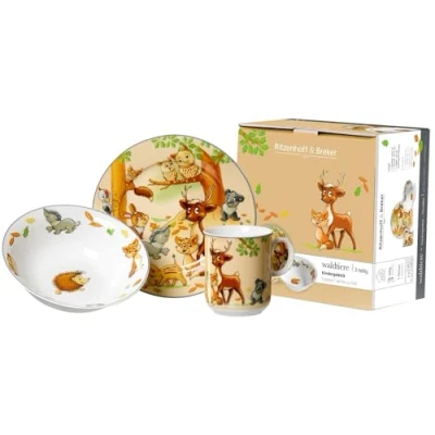 Imagen de Ritzenhoff &amp; Breker Juego Infantil Animales del Bosque Vajilla 3 piezas Porcelana