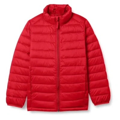 Imagen de Amazon Essentials Chaqueta Plumífera Plegable, Resistente al Agua y Ligera Niño, Rojo, 8 años