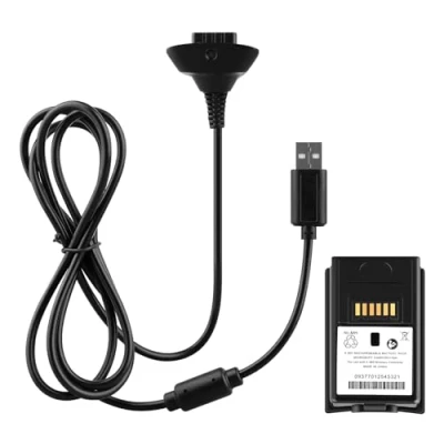 Imagen de OSTENT 2 in 1 Charger Cable + Rechargeable Battery Pack Compatible for Microsoft Xbox 360 Wireless Controller Color Black