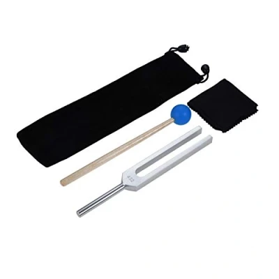 Imagen de Dreld Horquilla de afinación 432 Hz con martillo silicona y bolsa para reparación ADN, terapia sonido, curación perfecta, instrumento musical, equilibrio, sanadores, vibración