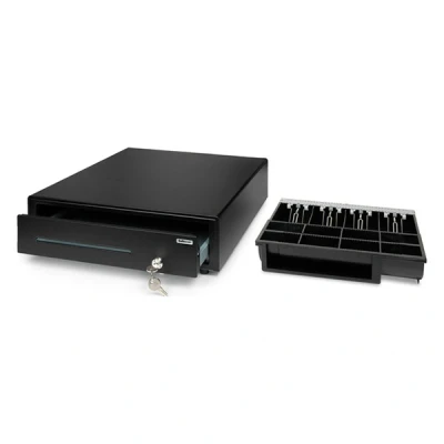 Imagen de Safescan Cajón portamonedas uso normal SD 4141 para el efectivo, Caja registradora con 4 apartados billetes y 8 monedas, dinero conexión RJ 12 41x41,5x11,5 cm
