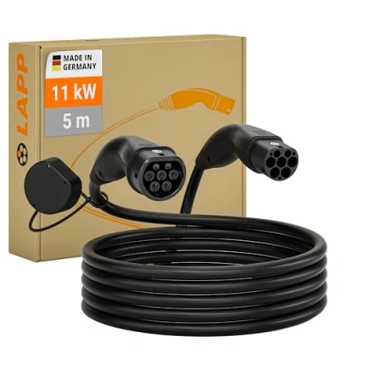 Imagen de LAPP Mobility EV Cable de Carga Tipo 2, 11 kW/Liso / 20 A/Trifásico/Cable para Coches eléctricos/Modo 3 5m