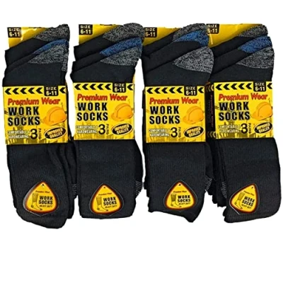 Imagen de Premium Wear 12 pares de calcetines trabajo resistentes para hombre ** Totalmente acolchados