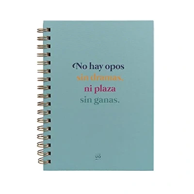 Imagen de UO Cuaderno Libreta A5, No hay opo sin drama. opositores oposiciones Tapa dura, 200 páginas, lineas punteadas, espiral (15x22cm)