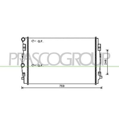 Imagen de PRASCO AD324R004 Radiador, refrigeración del motor Aluminio 650 453 23 Con acoplamientos rápidos Aletas unidas mecánicamente