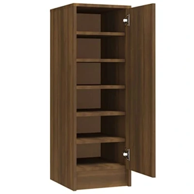 Imagen de vidaXL Mueble Zapatero 1 Puerta 6 Compartimentos Roble Oscuro 92x32x35 cm
