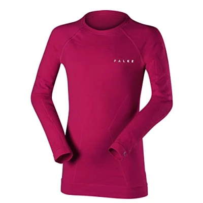 Imagen de FALKE Wool Tech K L/S SH lana hilo funcional secado rápido calida 1 pieza, Capa de base superior Unisex niños, Rosa (Berry 8284), 158 164